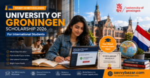 International student studying at University of Groningen with scholarship symbolizing Eric Bleumink Fellowship 2027 for master's degree in Netherlands